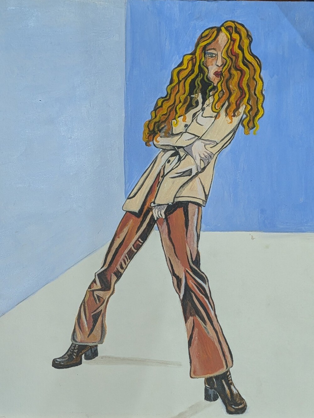 Contemporary Figurative Fashion Illustration Painting of Woman. Hand Painted.